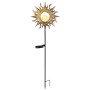 Globo LED Solarleuchte in Schwarz/Rost-Optik mit Sonne und Glaskugel für den Garten.