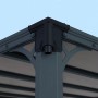 Detailaufnahme des anthrazitfarbenen Palram Canopia Milano Gartenpavillons mit LED-Set.