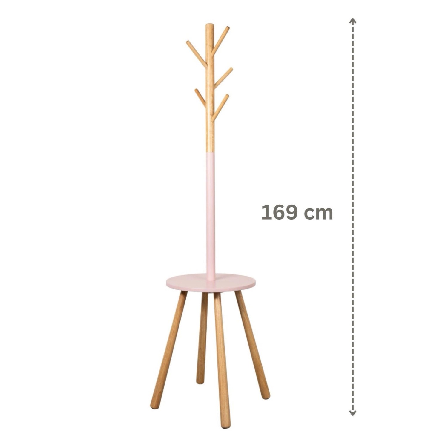 Terra Home Garderobenständer Dala Rund Pink aus Holz, 169 cm hoch.