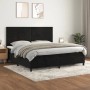 Schwarzes vidaXL Boxspringbett (200x200 cm) mit Matratze und Samtbezug im Schlafzimmer.