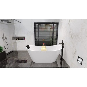 Bad Land Freistehende Badewanne ROSSA 170x80 + Kopfstütze KODI + Ablauf
