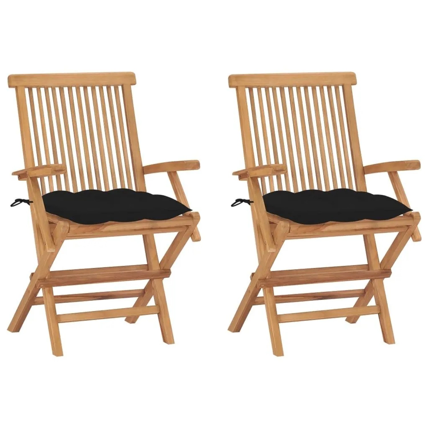vidaXL Gartenstühle mit Schwarzen Kissen 2 Stk Massivholz Teak 3062509 günstig online kaufen