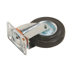 Transport-Lenkrolle mit Gummirad, Ø 125mm, Traglast 100kg, Stahlfelge, Totalfeststeller.