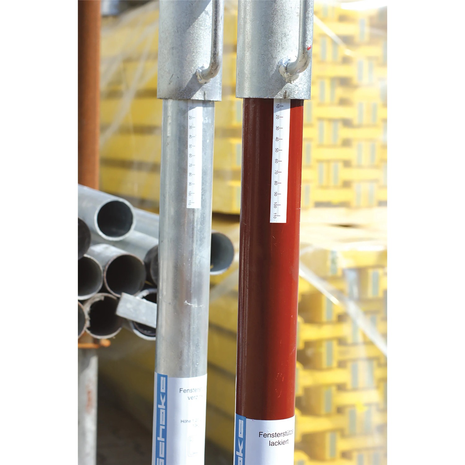 Schake Fensterstütze (1,2-2m), rot und verzinkt, für Baustelleneinsatz.