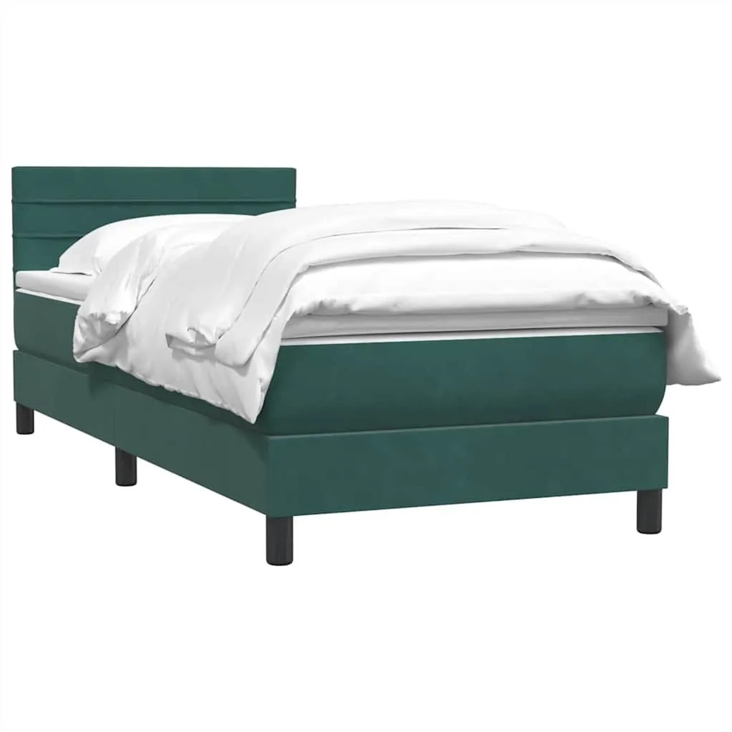 vidaXL Boxspringbett mit Matratze Dunkelgrün 90x210 cm Samt 3316290 günstig online kaufen