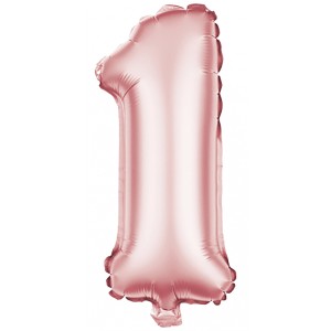 Folienballon Zahl 1 in Rose, 100 cm hoch, ideal für Partys und Dekoration.