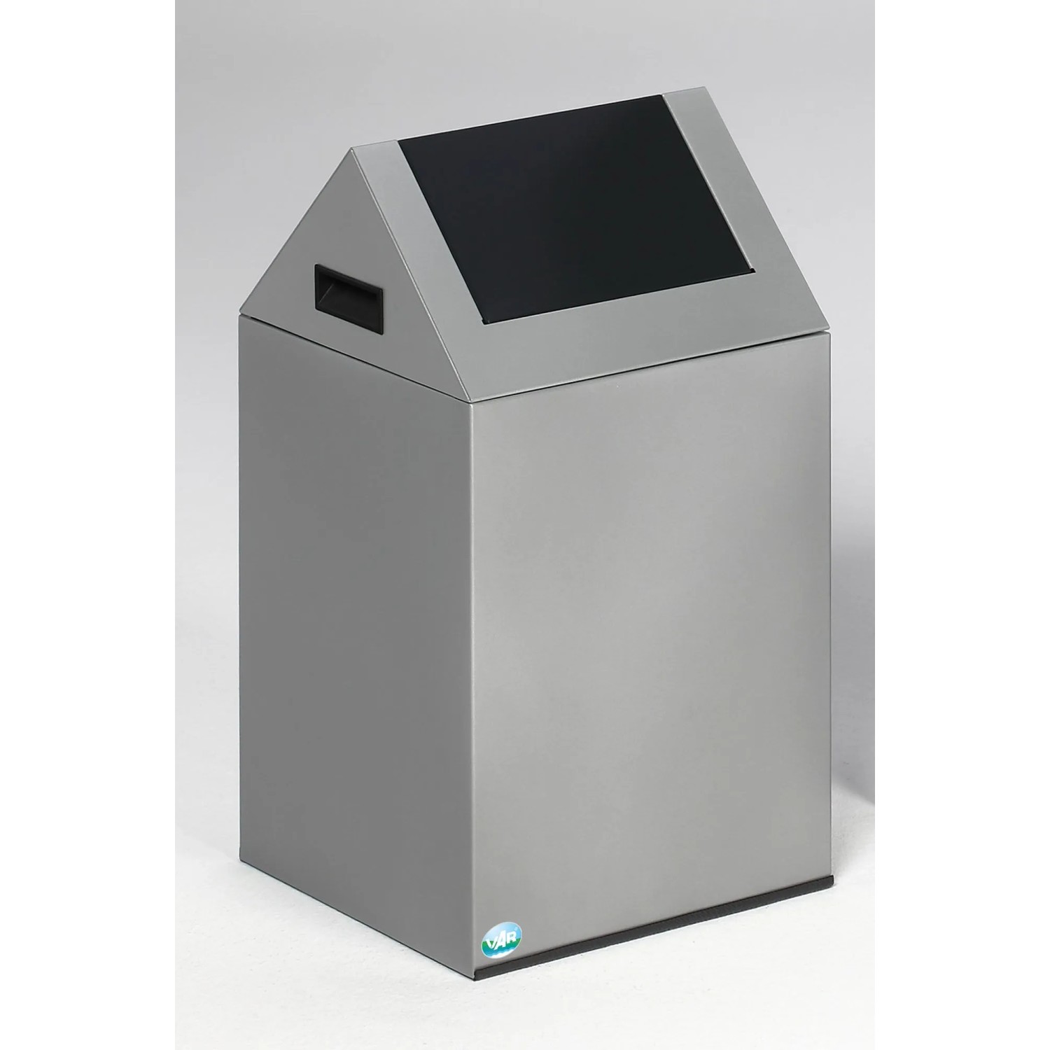 PROREGAL Selbstlöschender Wertstoffsammler Spitz Mit Einwurfklappe 43 Liter HxBxT 60 x 32 x 32 cm Verzinkter Stahl Silber Anthrazit