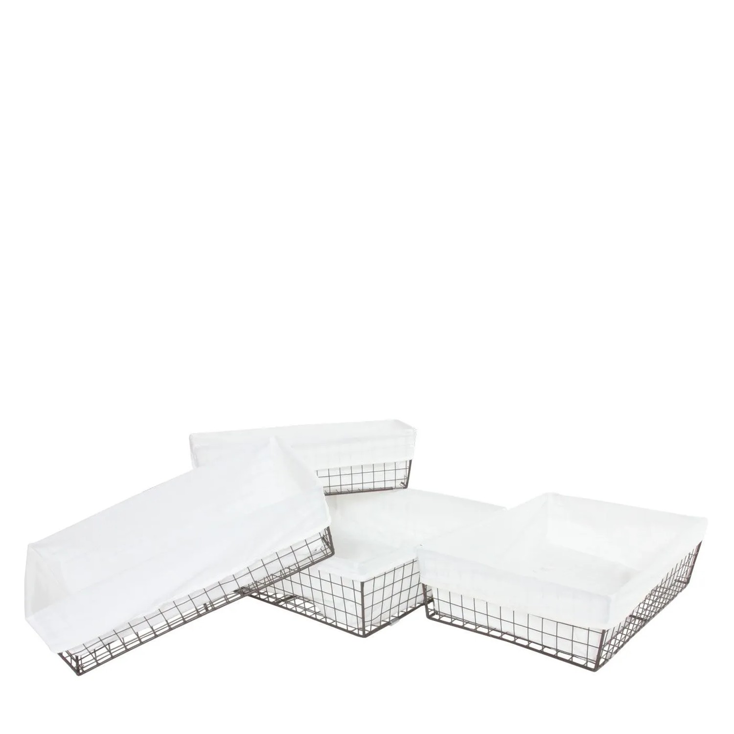 MCW 4er-Set Regalkorb Tanta Metall mit Stoffbezug