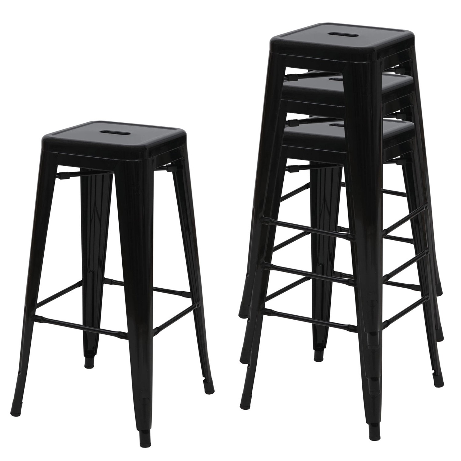 PROREGAL 4er-Set Barhocker Sitzhöhe 77cm Metall Industriedesign Stapelbar S günstig online kaufen