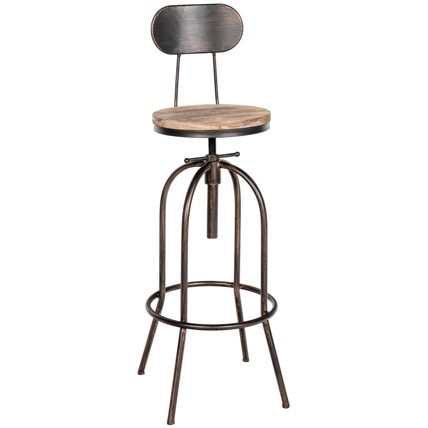 DELUKE Barhocker HELON Metall Bronze 51x51x108cm Barstuhl Mit Lehne Tresenhocker Tresenstuhl