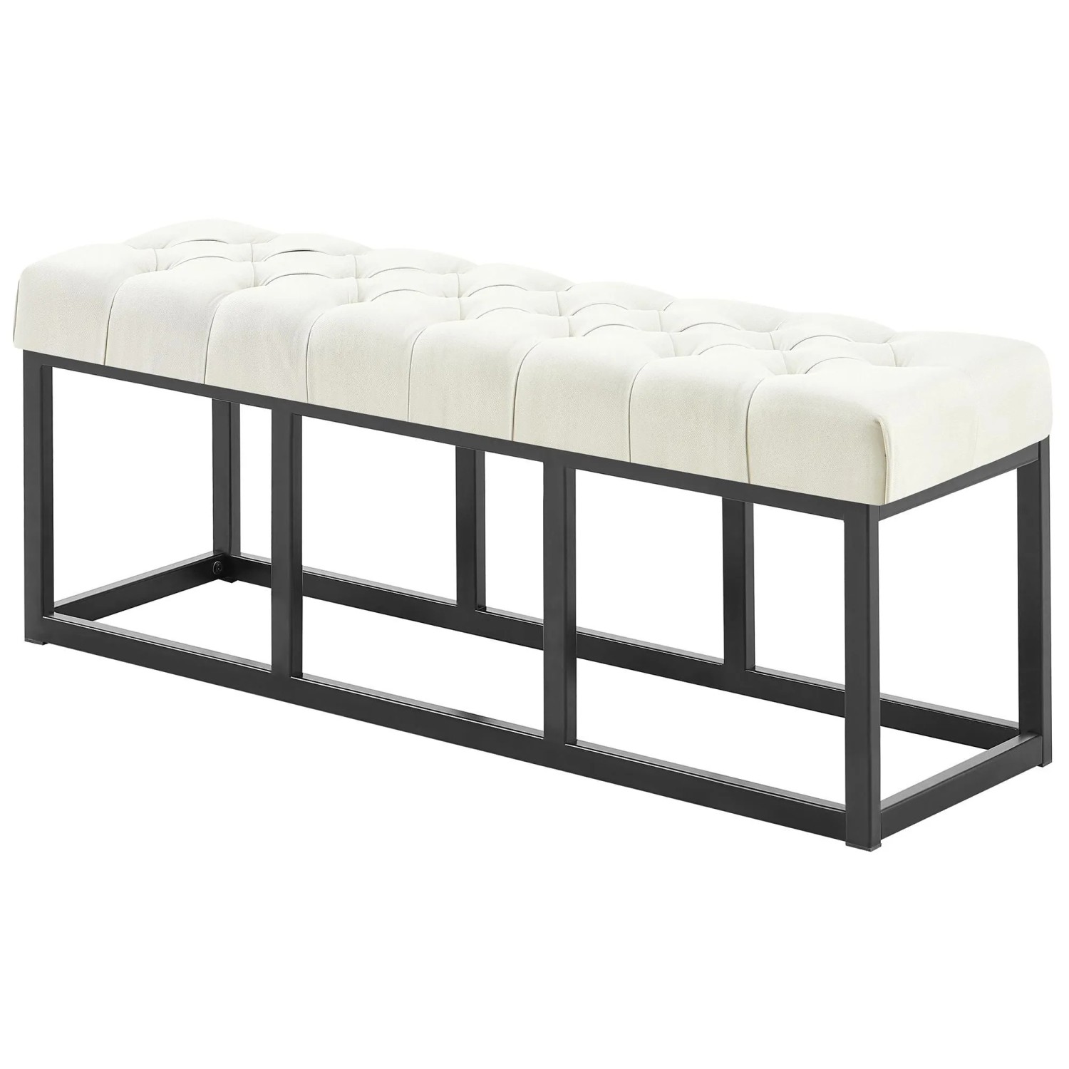 DELUKE Sitzbank MEXICO Stoff Creme 120x38x46cm Sitzbank Flur Sitzhocker Esszimmerbank Polsterbank Schlafzimmer