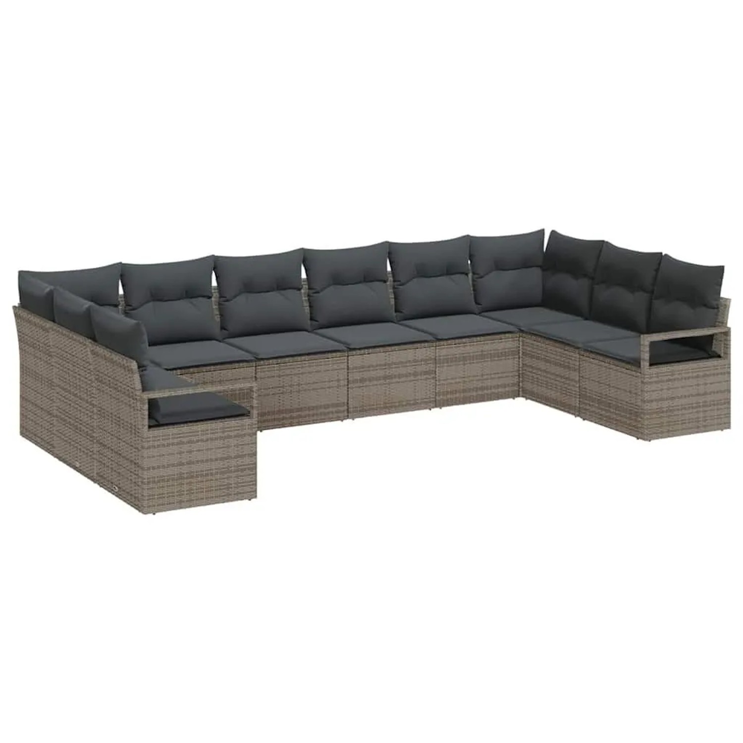 vidaXL Gartensofa-set mit Kissen mit Speicher 10-Tlg Grau Poly-Rattan 33552 günstig online kaufen