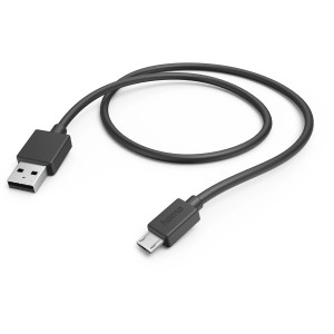 Schwarzes Hama Ladekabel USB-A auf Micro-USB, 1 m lang, für Handy-Zubehör.