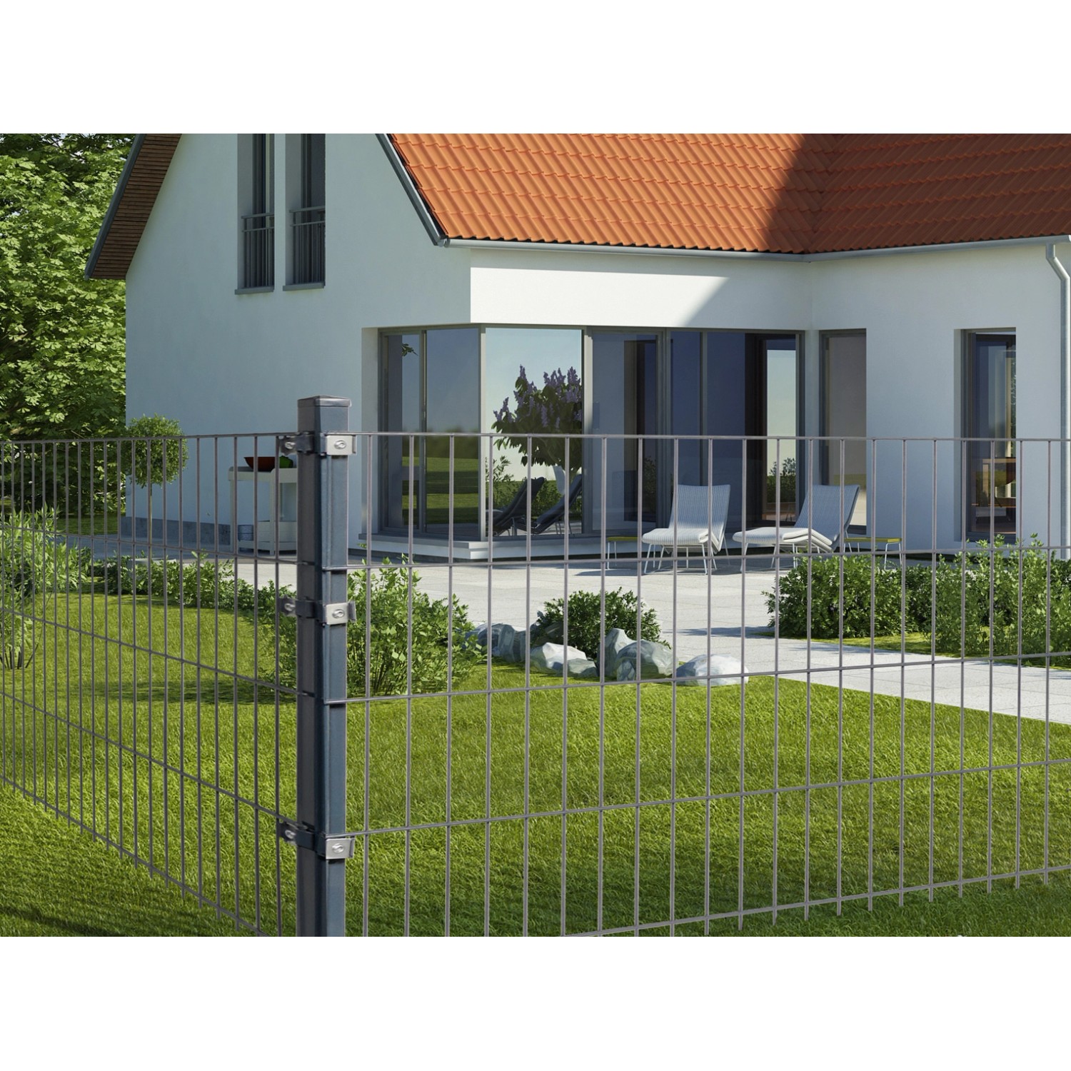 Doppelstabmattenzaun Metall 103 cm x 201 cm Anthrazit kaufen bei OBI