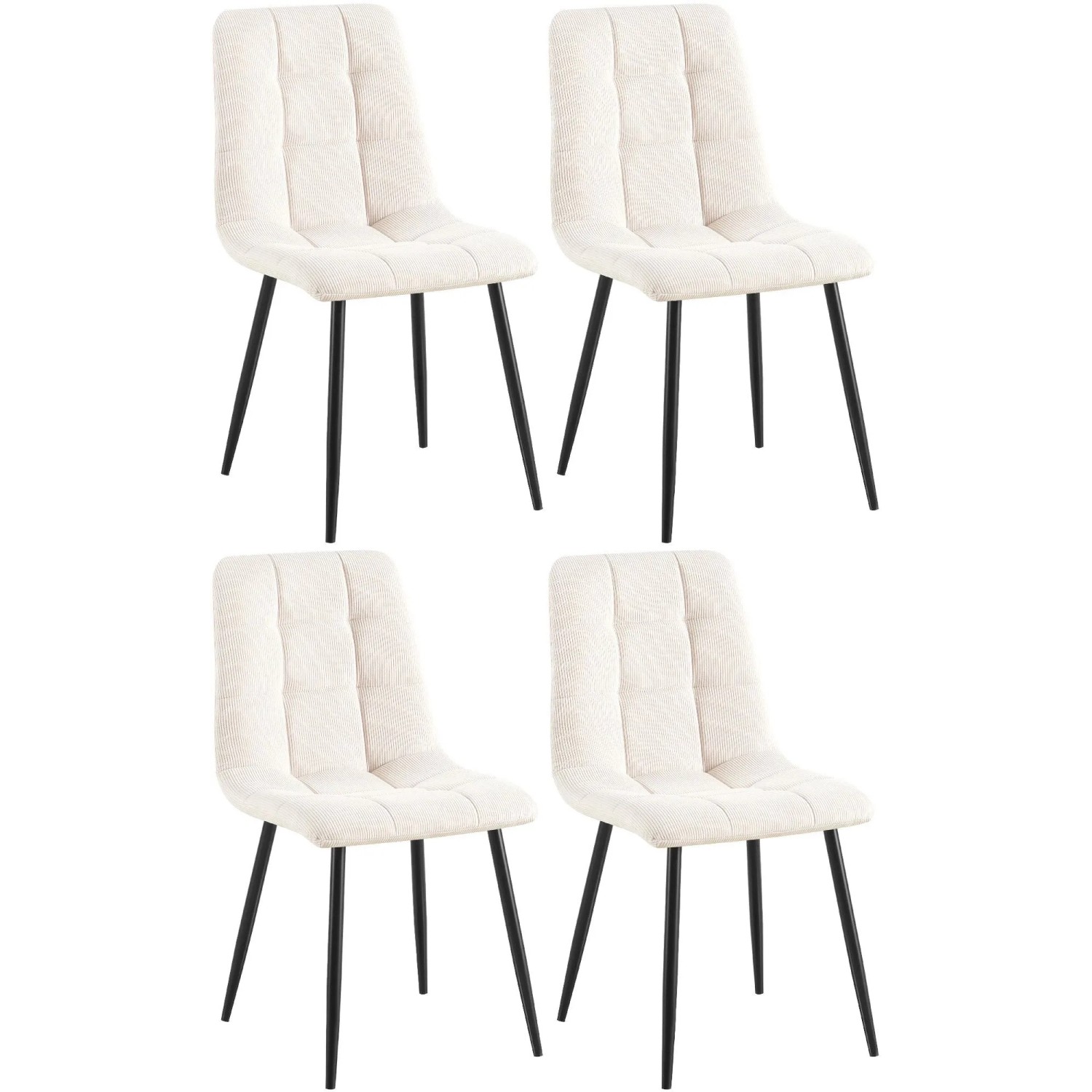CLP 4er Set Esszimmerstuhl Tilde creme/Cord