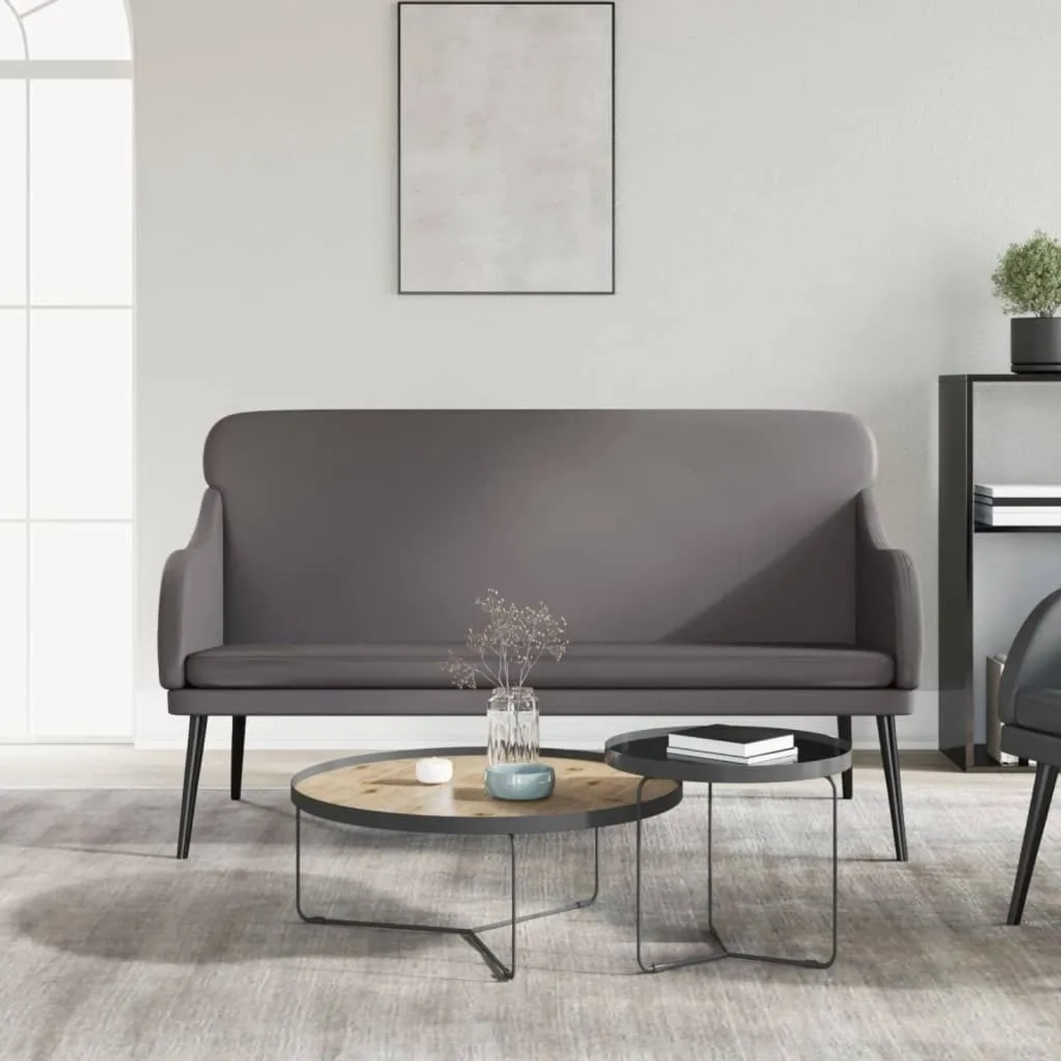 vidaXL Sitzbank Grau 110x76x80 cm Kunstleder 351433_2