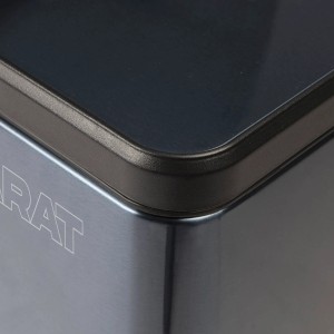 Detailansicht: Blauer KARAT Mülleimer Zack aus Edelstahl, 15L.