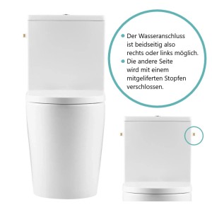Swiss Aqua Technologies Stand-Kombi-WC Spülrandlos SoftClose WC-Sitz Flexibles Anschlussrohr Wasseranschluss Links/Rechts Weiß