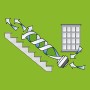 Illustration: Vornado Tischventilator 630, Luftstrom im Raum (Treppe, Fenster).
