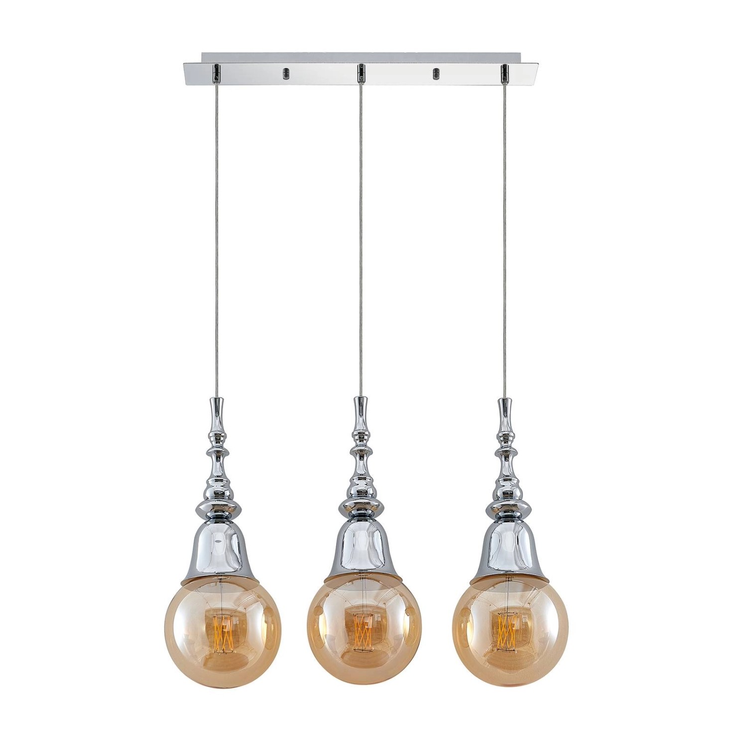 Lucande Pendelleuchte Gesja 9920023 Modern in Chrom aus Metall 3-flammig E2 günstig online kaufen