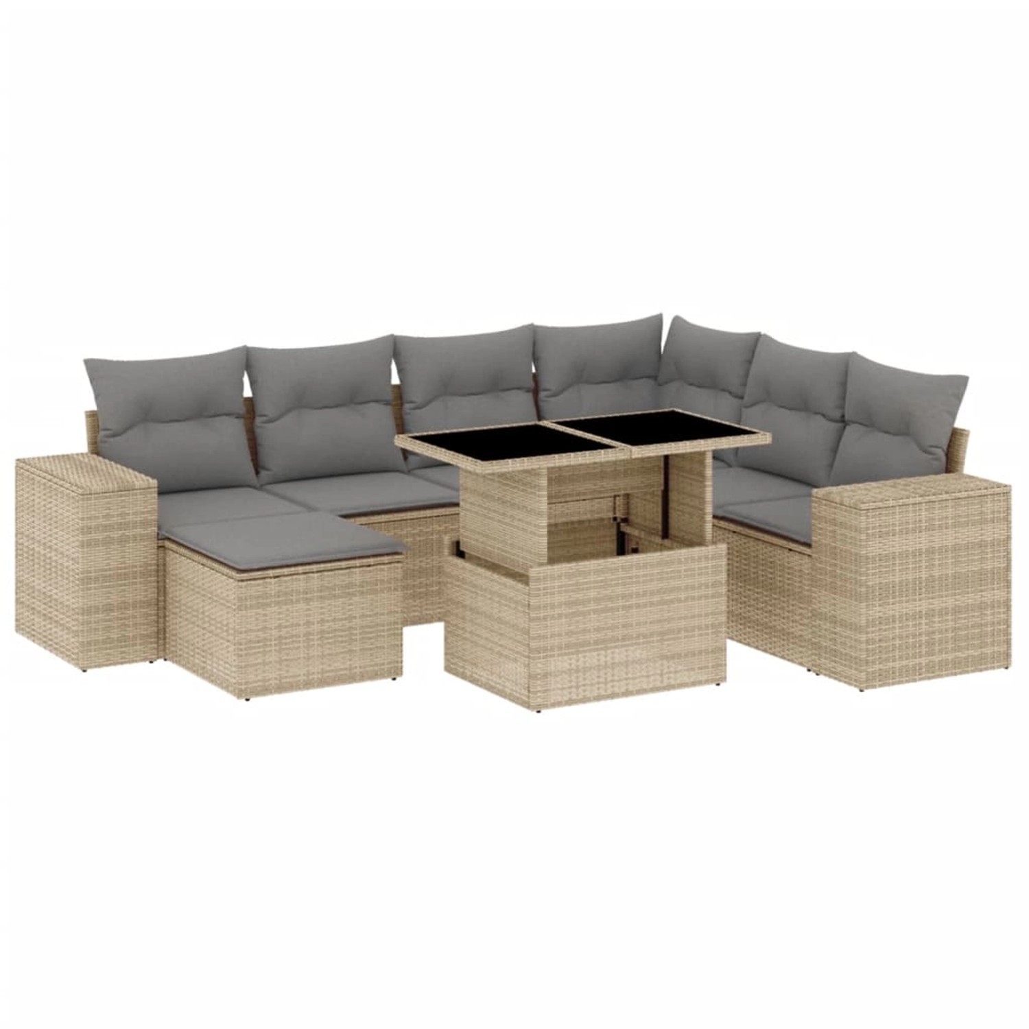 vidaXL 8-Tlg Garten-Sofagarnitur mit Kissen Beige Poly Rattan 3269329 günstig online kaufen
