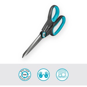 Gardena Universalschere MultiCut: Allzweckschere mit Edelstahlklingen und blau-schwarzen Griffen.