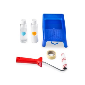 Antirutsch-Anstrich-Set für Badewannen und Duschen mit Reiniger, Walze, Wanne und Klebeband.