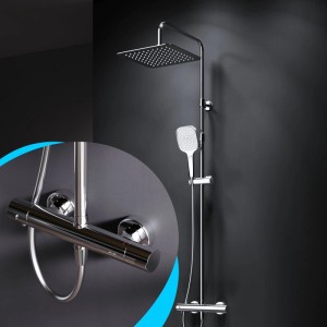 AM.PM Duschsystem Play mit Thermostat, Regendusche und Handbrause, Chrom.
