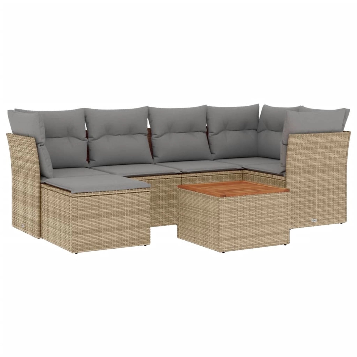 vidaXL 7-Tlg Garten-Sofagarnitur mit Kissen Beige Poly Rattan 3255828 günstig online kaufen