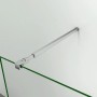 Chromfarbene, ausziehbare Dusch-Stabilisierungsstange aus Edelstahl für Walk-in Duschen, an Glaswand und Wand befestigt.