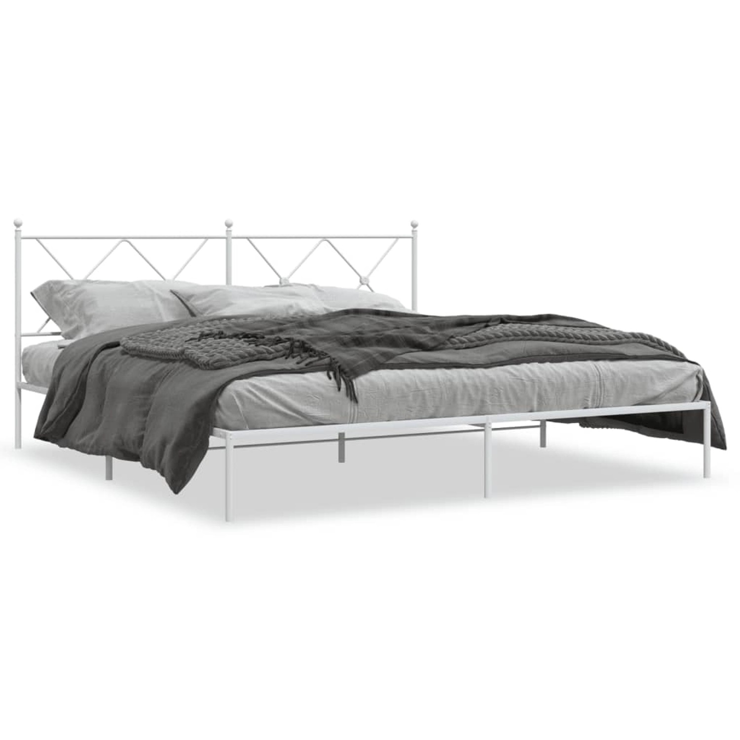 vidaXL Bettgestell mit Kopfteil Metall Weiß 180x200 cm 376555 günstig online kaufen