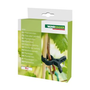 Windhager Pflanzenclips Mini, 15er Packung, grüne Befestigungsclips für Pflanzen und Rankhilfen.