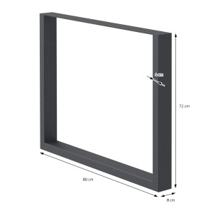 2er Set Tischbeine aus Stahl, anthrazit, 80x72 cm, Vierkantprofil für Esstische.