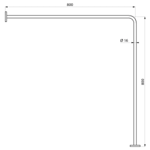 Delabie Eck-Vorhangstange D16 80x80 cm, Edelstahl hochglanzpoliert