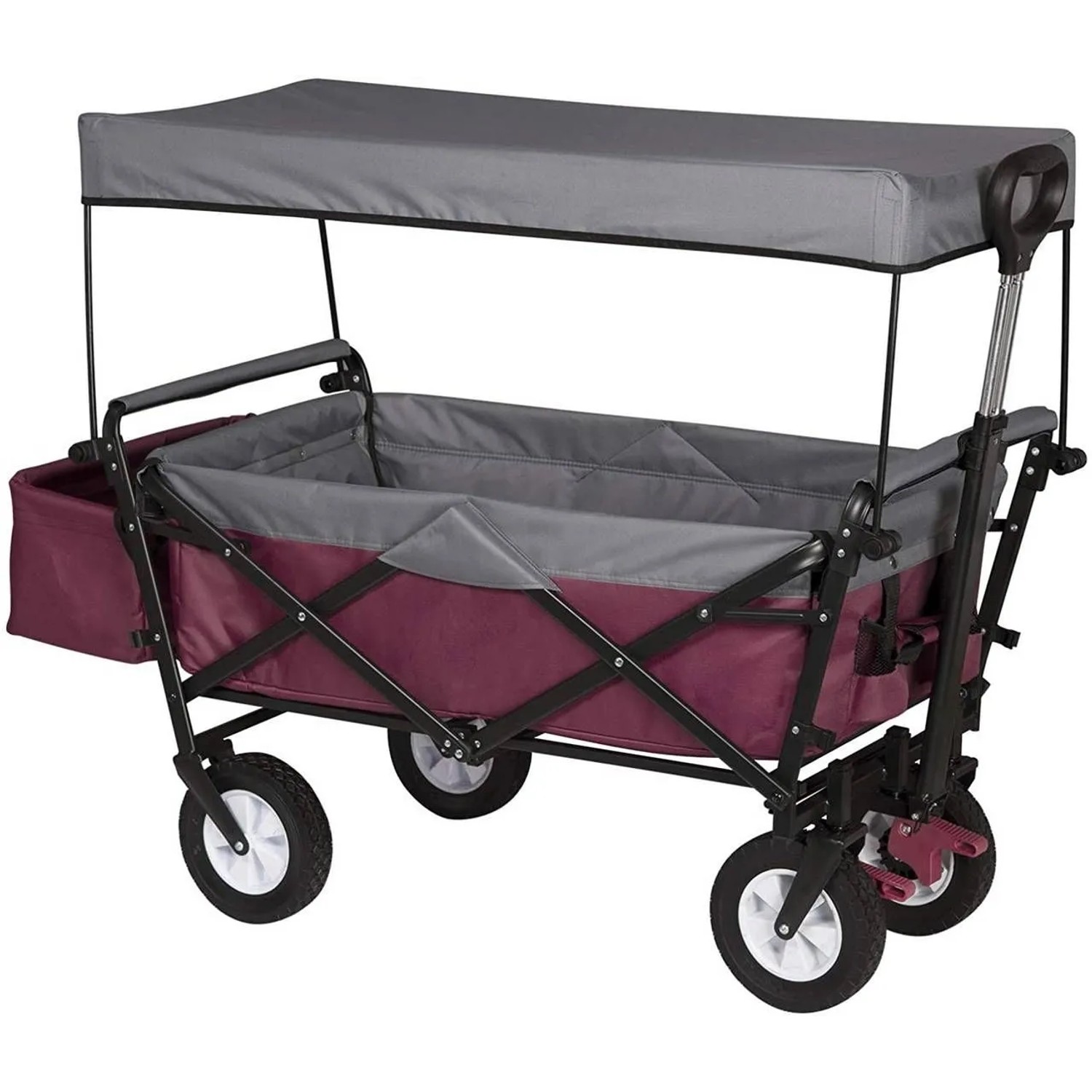 WOLTU Bollerwagen Faltbar Rollen Mit Bremse Für Garten Camping Fuchsia