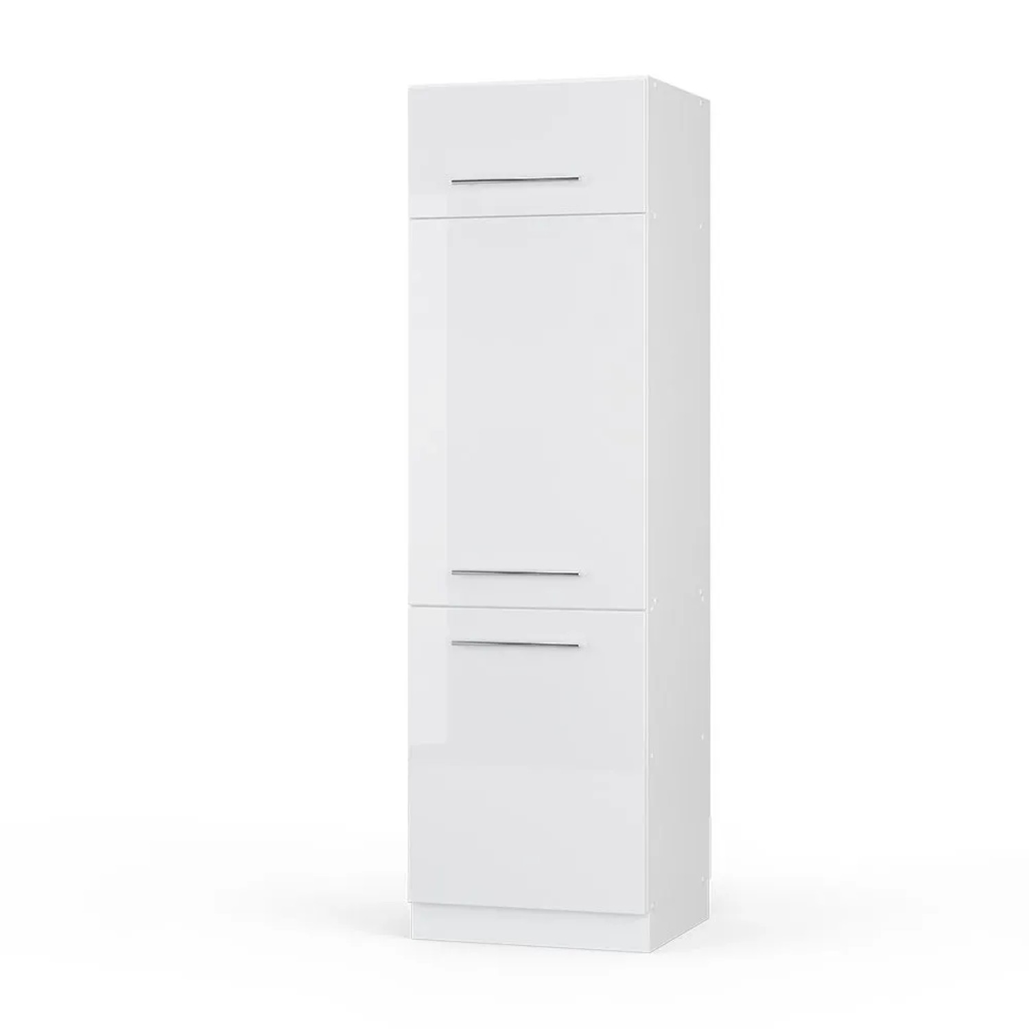 Vicco Kühlumbauschrank Fame-Line Hochschrank für die Küche Weiß Hochglanz Weiß 60 cm