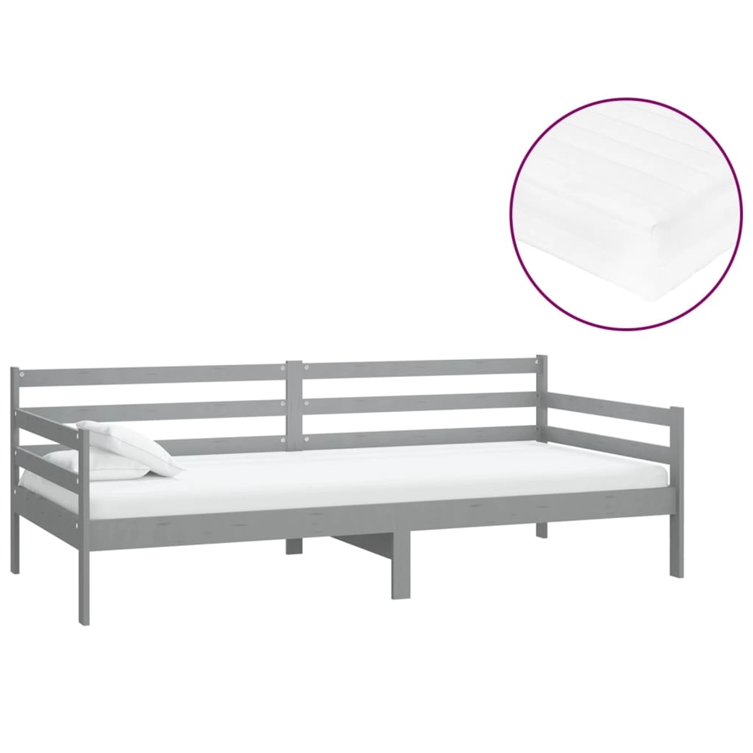 vidaXL Tagesbett mit Matratze 90x200 cm Grau Kiefer Massivholz867111 günstig online kaufen
