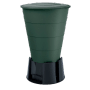 Waterform Regenwassertank Smooth, 210 l, Waldgrün, mit Deckel und schwarzem Sockel.
