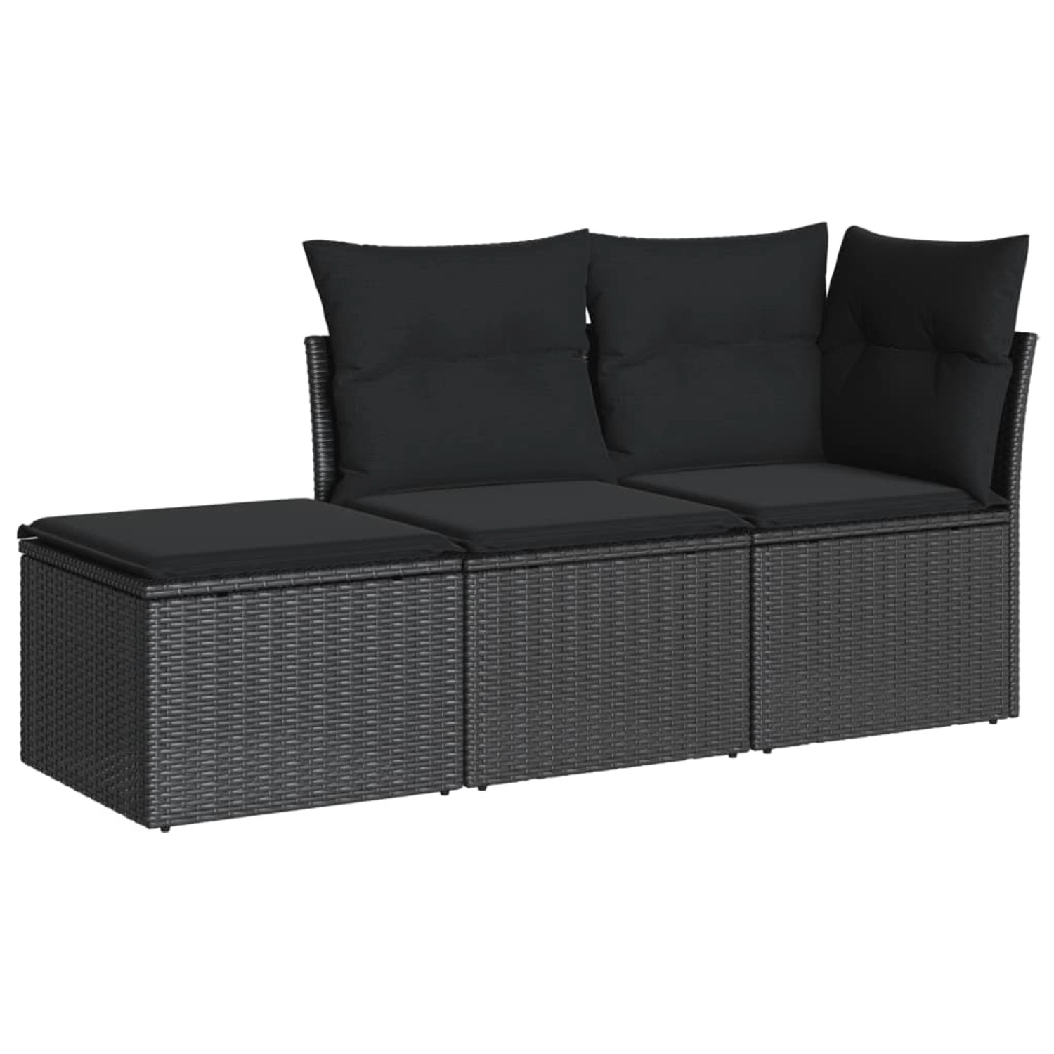 vidaXL 3-tlg Garten-Sofagarnitur mit Kissen Schwarz Poly Rattan Modell 12 günstig online kaufen