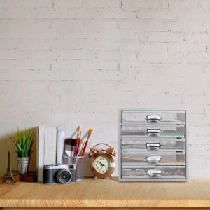 Relaxdays Schubladenbox A4 Stahl Silber Rutschfest Beschriftbar 29 cm x 27,5 cm x 35,5 cm 3,8 kg