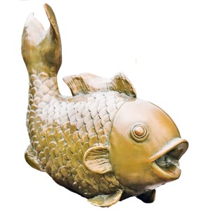 Heissner Teichfigur Großer Fisch aus Polyresin in Kupferoptik für den Gartenteich.