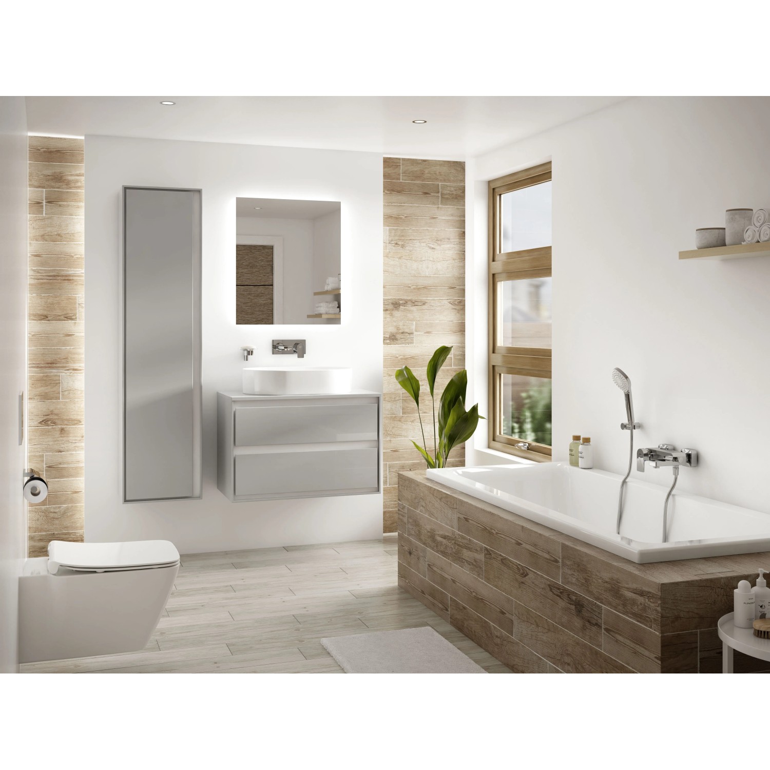 Ideal Standard Connect Air Wannenarmatur AP Chrom im modernen Badezimmer.