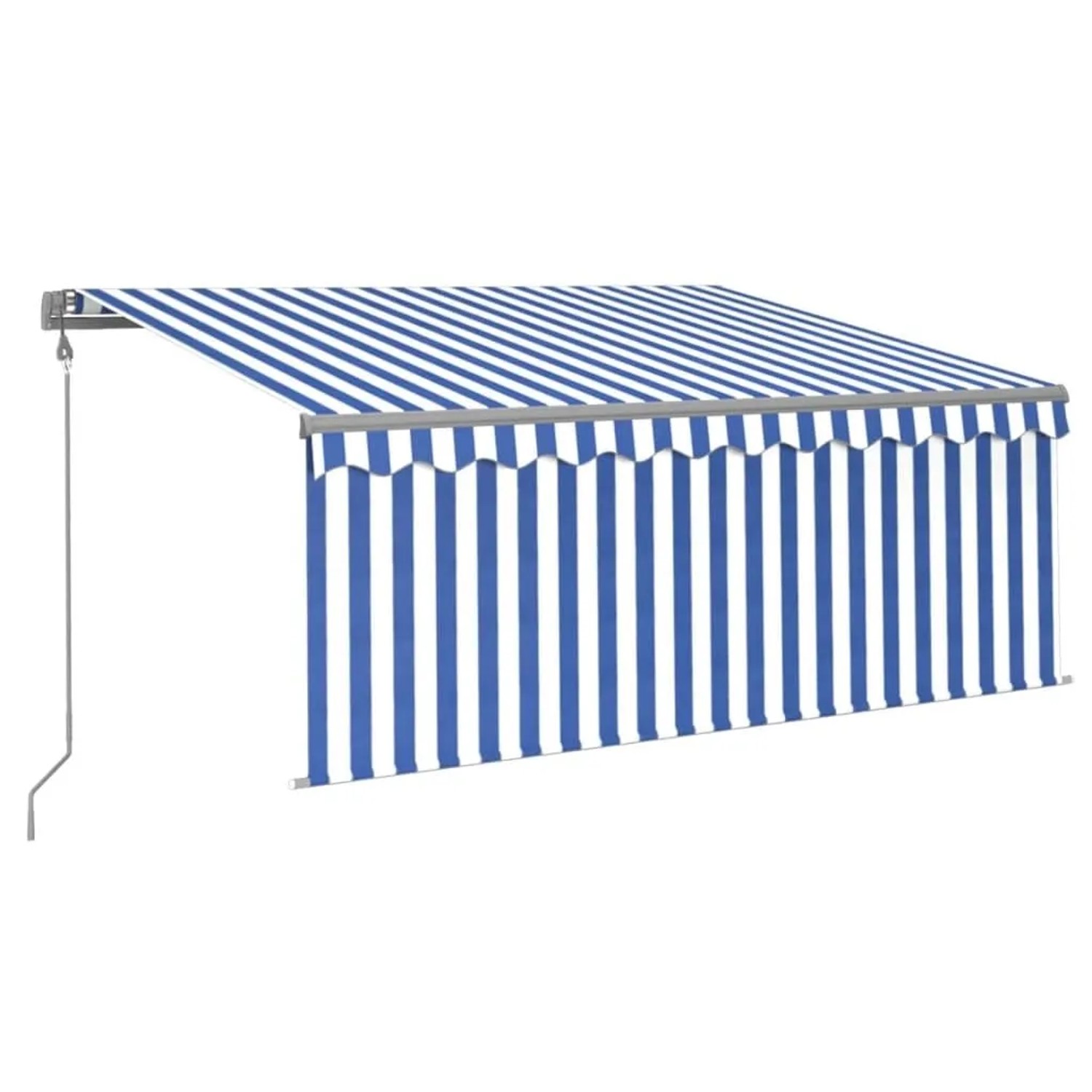 Furnicato Automatisch Einziehbare Markise Mit Volant 3 5x2 5 M In Blau Und Weiß