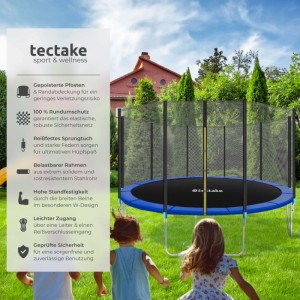 Tectake Trampolin Garfunky, Ø 427 cm, mit Sicherheitsnetz, schwarz-blau