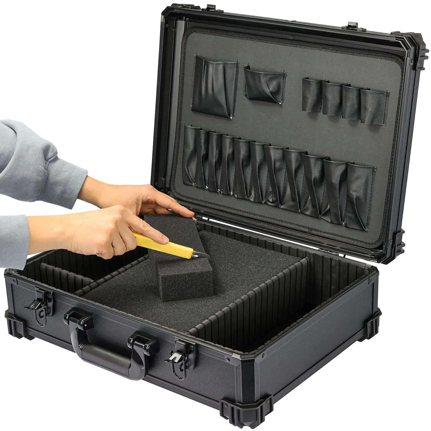 HMF 15701-02 Werkzeugkoffer Leer Werkzeugkasten Groß Rasterschaumstoff 46 x 33 x 15 cm_6