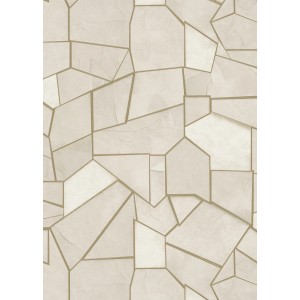 Beige Vliestapete mit Mosaikmuster und goldenen Konturen aus der Kollektion Elle Decoration 4.