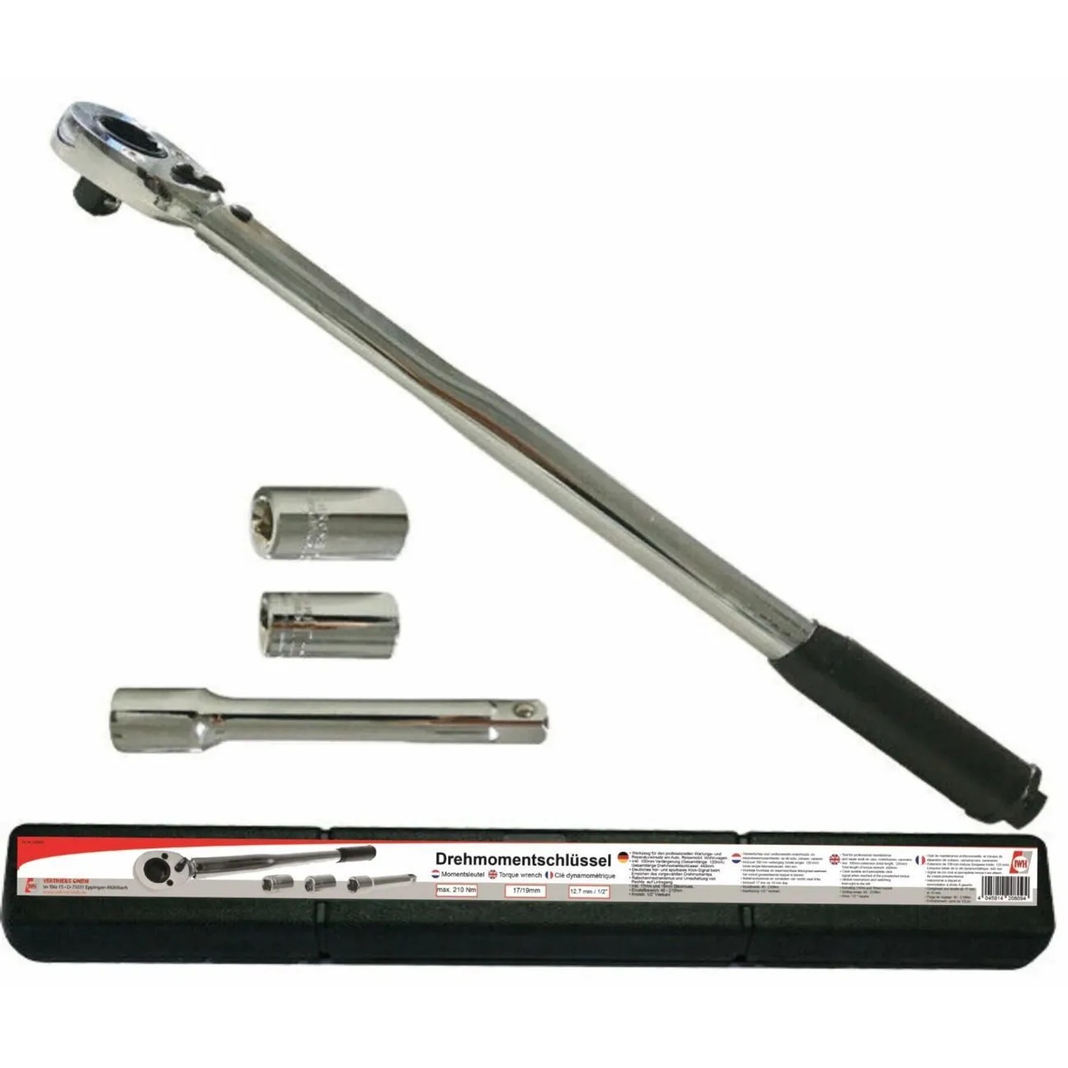Westfalia DrehmomentschlÜSsel mit VerlÄNgerung und NÜSsen 17/19 mm aus Metall