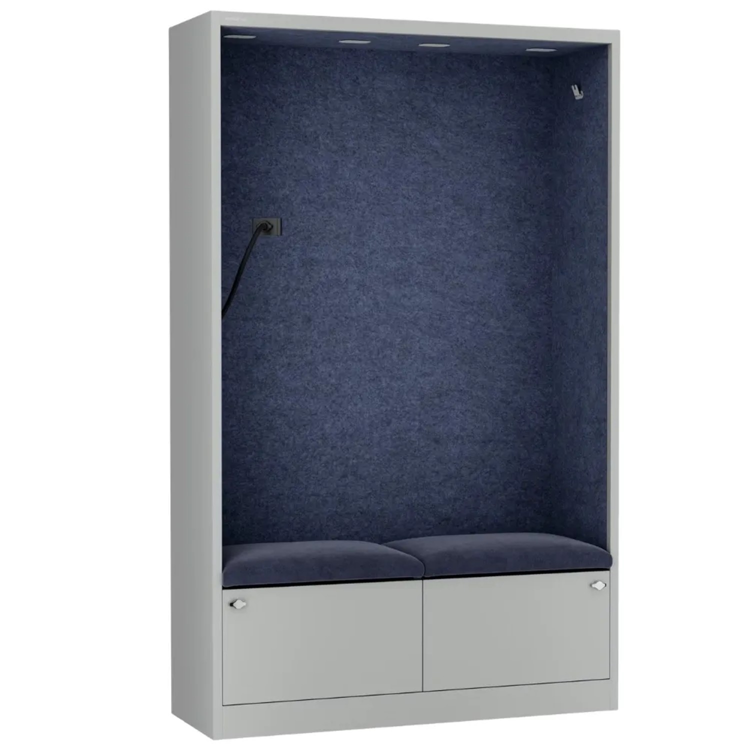 JAN NOWAK Akustikkabine mit Schalldämmung SALLY 185x115x40cm Grau-Blau Telefonkabine Meetingbox Telefonbox Akustikbox Bürokabine