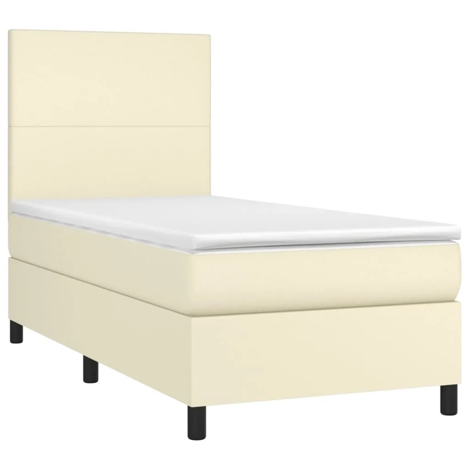 vidaXL Boxspringbett mit Matratze & LED Creme 90x200 cm Kunstleder 3135803