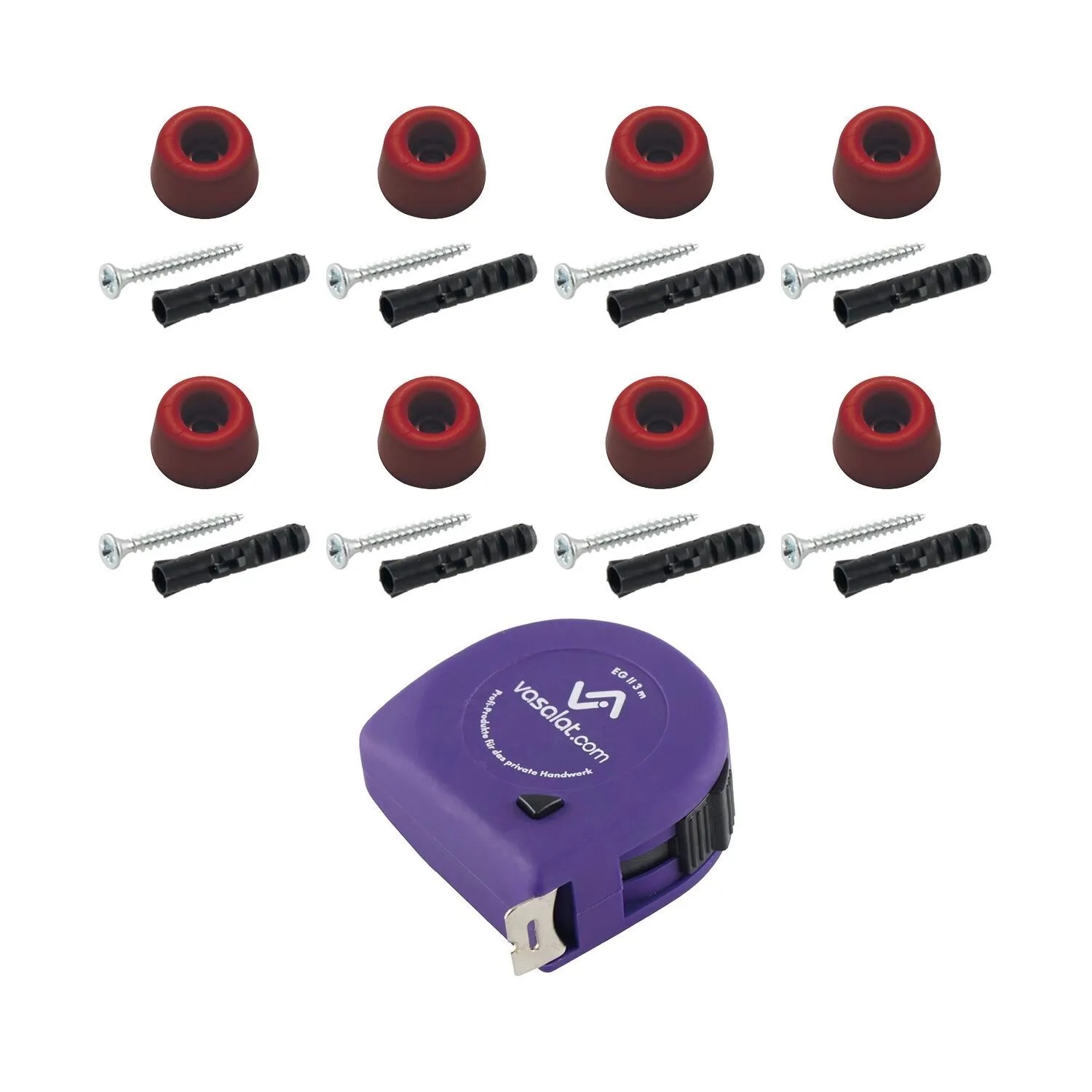 vasalat Set Gummistopper Boden & Wand zum Schrauben Ø 20 mm H 10 mm Rot